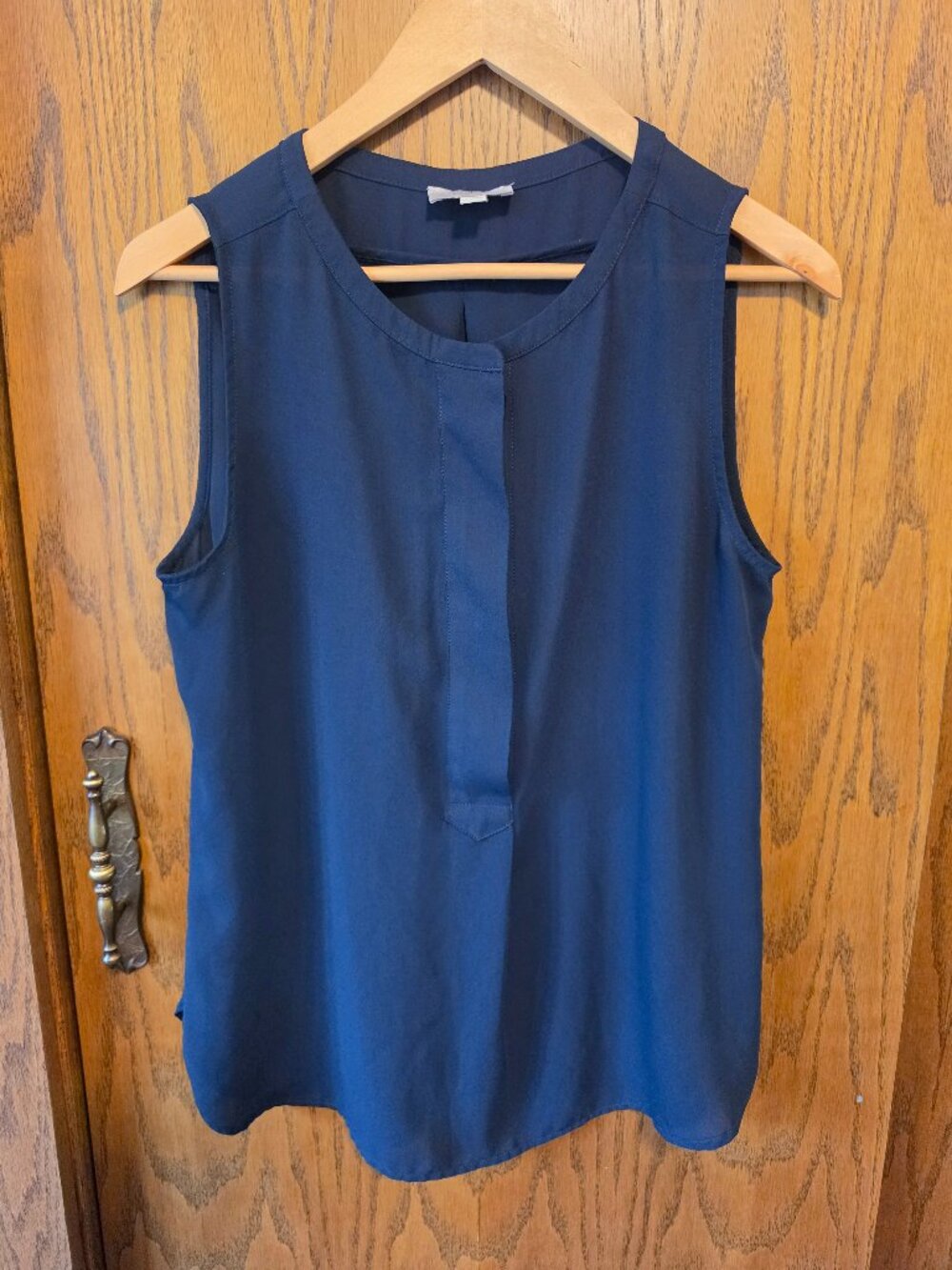 Loft Outlet Navy Blue Sleeveless Hidden Placket Blouse - Size M